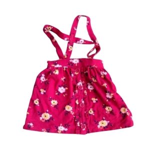 A1) Wonder Nation Toddler Girl Suspender Skirt 4T Pink Floral Print Adjustable S